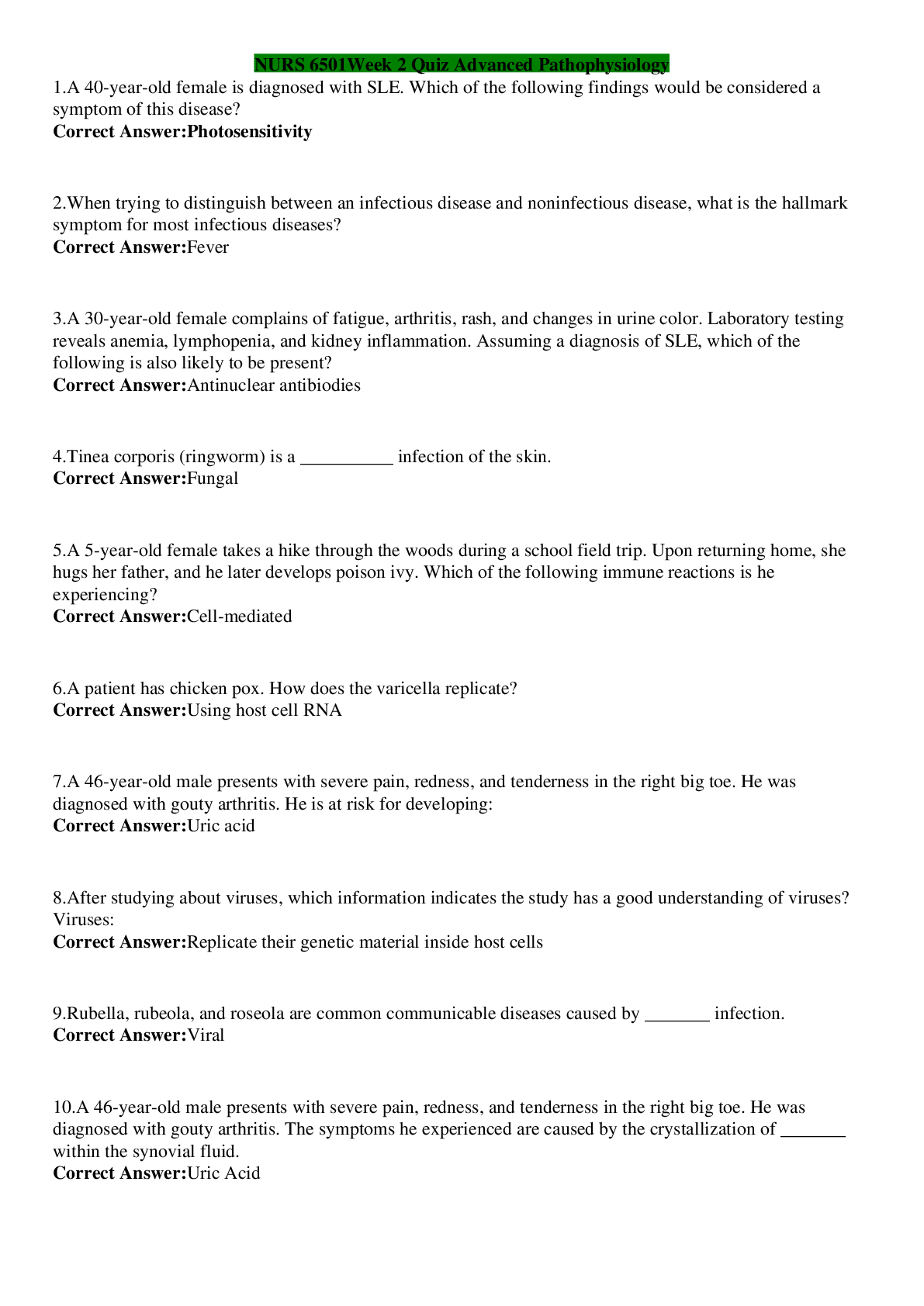 Preview image of NURS 6051 Week 2 Quiz document